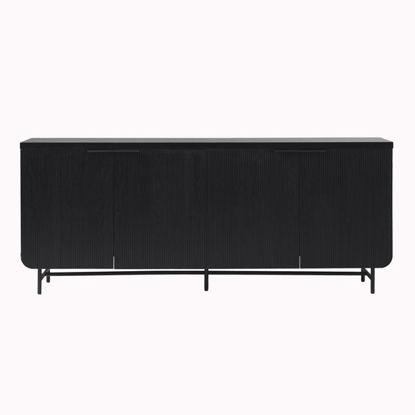 English Elm Walker Edison - Modern Scandi Fluted-Door Sideboard Black — Warp-Resistant MDF, Durable Laminate, Ample Storage, Minimalist Hardware, Versatile Use B185P169180