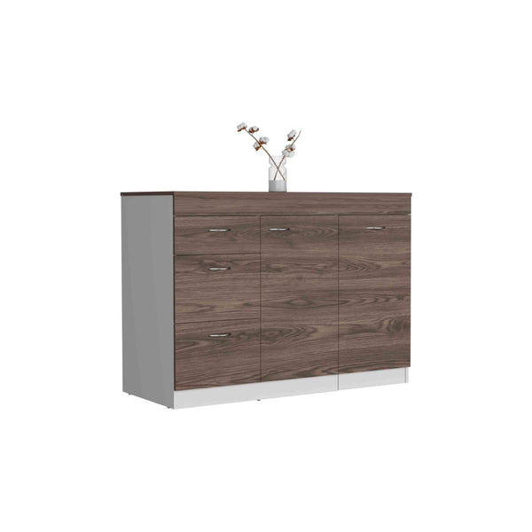 English Elm Joliet Multicolor Kitchen Base Cabinet with Countertop, 3 Drawers, Flexible Cabinet & Metal Hardware B128S00138