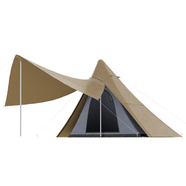 English Elm Outsunny Teepee Camping Tent Waterproof Oxford Fabric Porch Canopy for 3 Person Hiking W2225P200924
