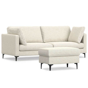 English Elm Ava 90" Mid-Century Sofa with Ottoman Set — Eco Performance Fabric, Feather-Top Cushions, Sturdy Frame Cream B136P199265