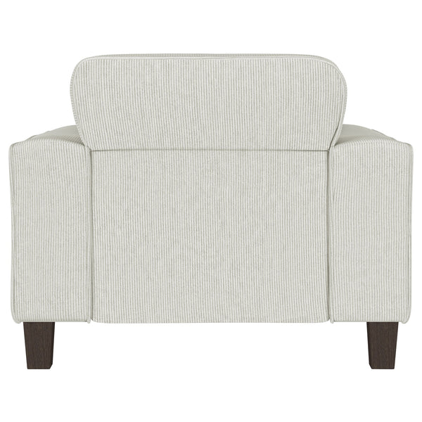 English Elm Dana Greige Plush Corduroy Tufted Accent Chair with Wide Track Arms, Modern Cozy Living Room Seat B062S00620