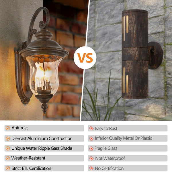 English Elm 22"(H) Vintage Outdoor Wall Lantern - Brown Bronze Aluminum & Clear Glass, Weatherproof 2-E12 Sconce Fixture W1340P209947