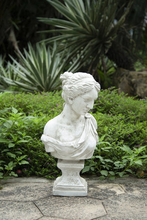 English Elm 10x9x22" Classical Female Bust Magnesium Sculpture Indoor Outdoor Garden Pedestal Accent W2078P494899