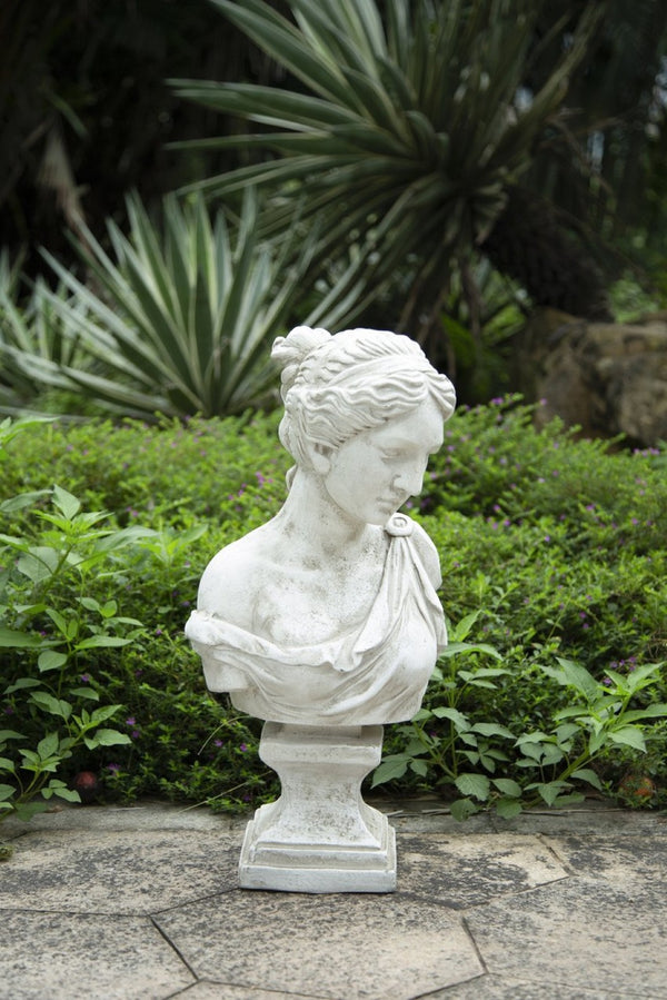 English Elm 10x9x22" Classical Female Bust Magnesium Sculpture Indoor Outdoor Garden Pedestal Accent W2078P494899