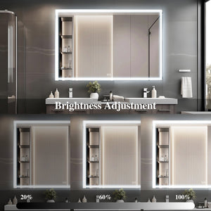 English Elm 60x40 LED Bathroom Mirror with Aluminum Frame, IP44 Waterproof, 3-Mode Touch Dimmer, Plug or Hardwire W708P235376