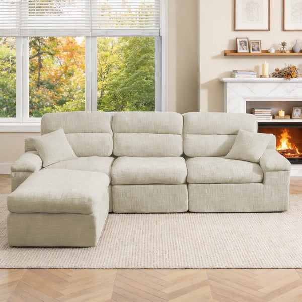 English Elm Corner Chenille Sectional Sleeper Sofa with High Back Support for Apartment Living Green,Light Sage Green W5532S00034