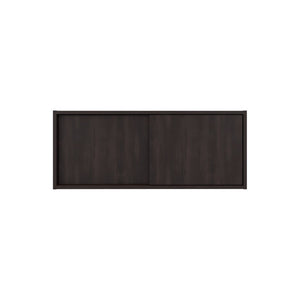 English Elm Stained Walnut Floating Wall Cabinet with Sliding Door and Open Display Shelves B062P476872