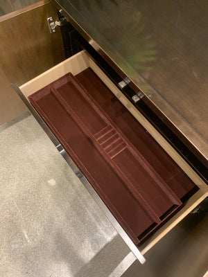 English Elm Diya Forged Bronze Console Cabinet with Espresso Finish, 3D Geometric Facade, Jewelry Tray & Storage B2726P285783