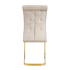 English Elm Set of 2 Glam Faux Alligator Pvc Dining Chairs with Crystal Buckle Bow Legs Beige W3875P371042
