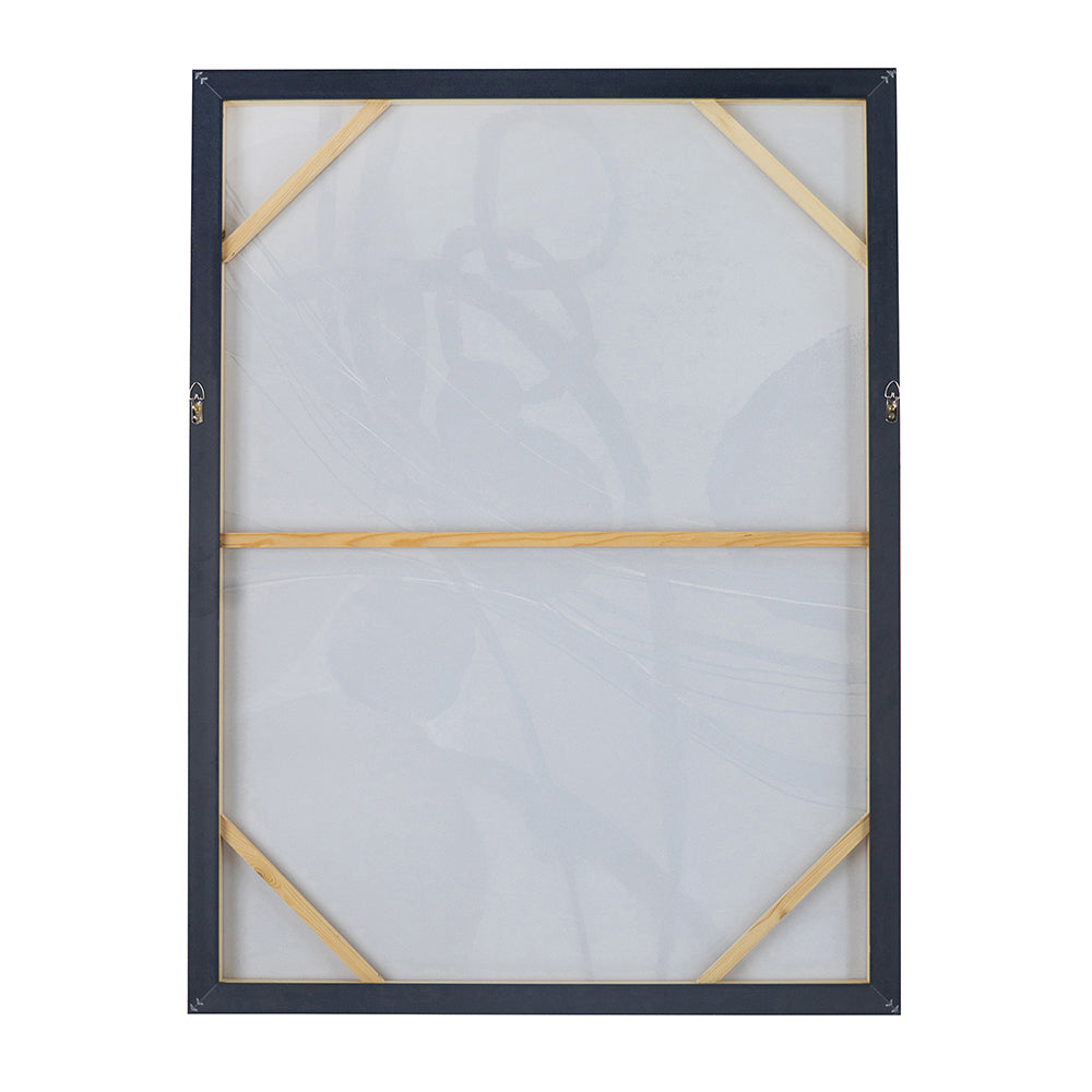 English Elm 35.4x47.2x1.5" Hand-Stretched Abstract Watercolor-Oil Painting on Silver Frame, River Rocks Accent Art—Neutral Blues & Browns for Modern Interiors W2078P313346