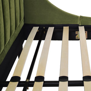 English Elm Jennifer Taylor Home - Aspen Modern Platform Bed Set In Olive Green Velvet - Vertical Tufted Headboard, Queen Size Comfort B2719P238512