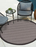 Unique Loom Outdoor Border Checkered Machine Made Border Rug Gray, Black/Gray/Silver 6' 1" x 6' 1"