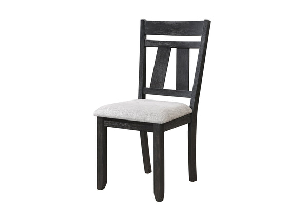 English Elm Cottage Transitional Dining Side Chair Set of 2 – Upholstered Wheat Seat, Charcoal Wood Finish, 39"H B011P290536