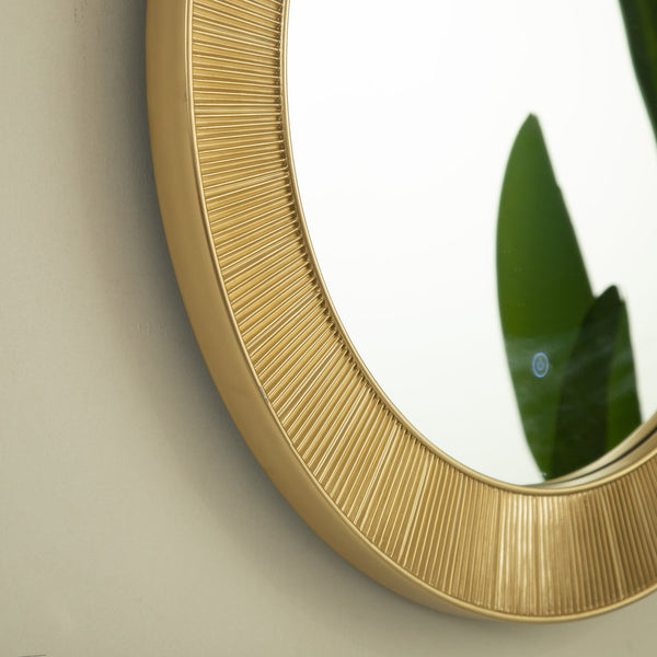 English Elm 31'' Cyclis Mirror with Thick PU Frame, Backlit LED Strip, Touch Dimmer, Three Color Temps, Luxurious Wall Accent Golden,Silver W2615P346496