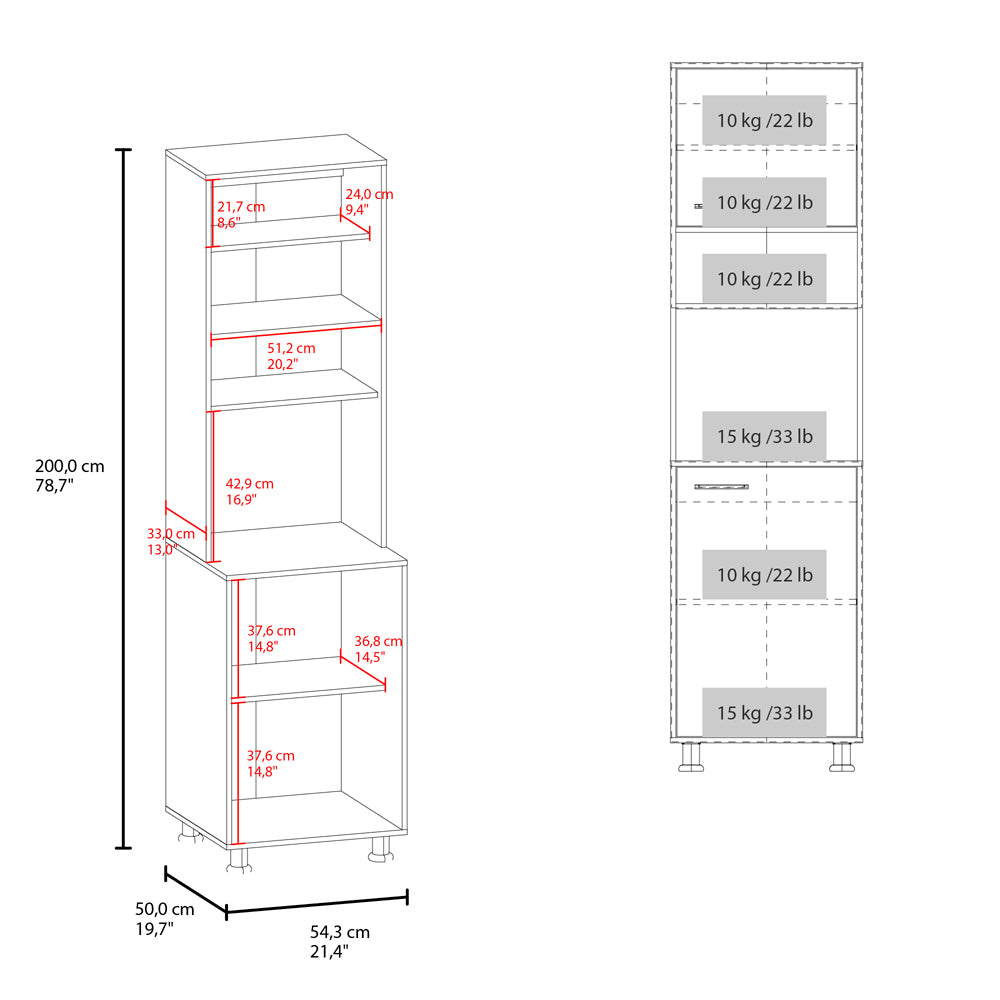 English Elm Cloudcroft White Engineered Wood Pantry Cabinet for Kitchen Storage, Minimalist Durable Design, 48" B092P315579
