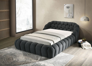 English Elm Modern Tufted Queen Platform Bed Upholstered Chenille Frame for Contemporary Bedroom B2741S00826