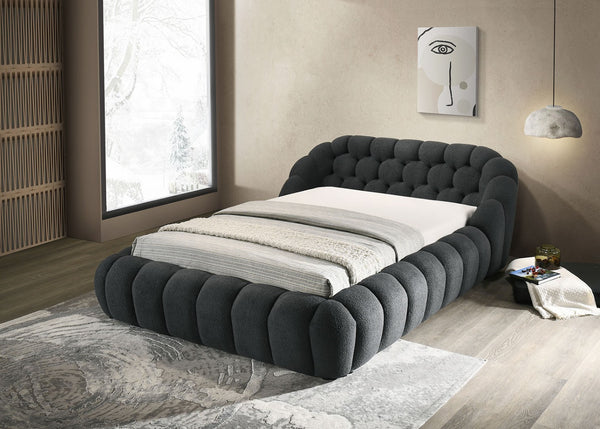 English Elm Modern Tufted Queen Platform Bed Upholstered Chenille Frame for Contemporary Bedroom B2741S00826