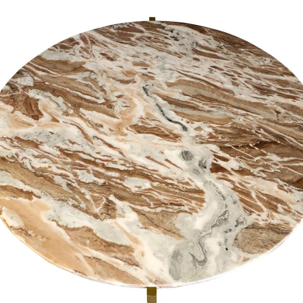 English Elm Brown Marble Nesting Coffee Table With Gold Metal Frame - Stylish, Space-Saving Design For Any Room B346P320750