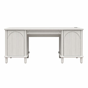 English Elm Selena Whitewashed Wood Veneer Executive Desk with Wireless Charging and Pedestal Storage B2733S00021