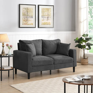 English Elm 57 Inch Compact Upholstered Loveseat with Hardwood Frame for Modern Living Spaces Dark Gray W311P221210