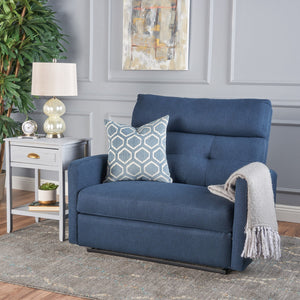 English Elm Christopher Knight Home® - Reclining Loveseat with Push-Back Recline, Plush Tufted Fabric Sofa, Compact Wall-Hugger Design Navy Blue 61372.00