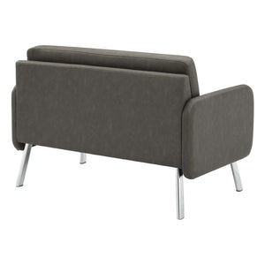 OSP Home Furnishings Lounge Chair with Faux Leather Upholstery and Chrome Legs for Reception or Waiting Areas Loveseat Smoke SL5602-P52