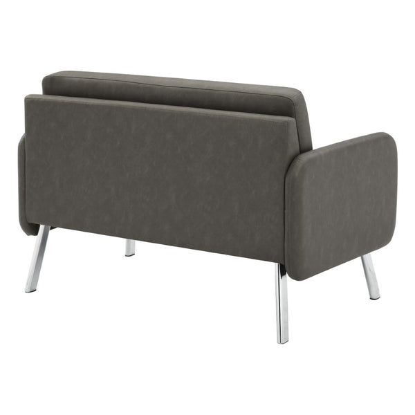 OSP Home Furnishings Lounge Chair with Faux Leather Upholstery and Chrome Legs for Reception or Waiting Areas Loveseat Smoke SL5602-P52