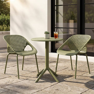 English Elm Eldred Outdoor Stackable Dining Chairs Set of 2 Uv Resistant Patio Seating Sage Green N776P390454G