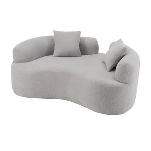 English Elm 66.93 Curved Loveseat 73" Heart-Shaped Teddy Velvet Sofa Full Foam & Spring Support, No-Assembly Cozy Compact Grey W3612P332116