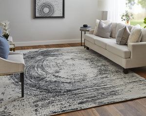 Feizy Rugs Cod8928f Coda Abstract Hand-woven Wool & Viscose Rug - Bold Modern Design With High-low Pile Sheen Finish Black,White Wool,Viscose Cod8928fblkwhtc50