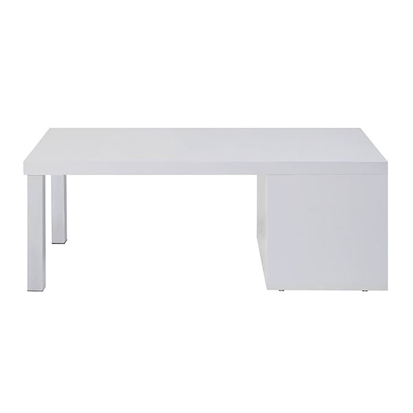 English Elm White White High Gloss and Chrome Coffee Table with Metal Legs, Two Open Storage Compartments, Sleek Modern Design for Living Room (47.5" W x 24.5" D x 18.5" H) B062P189215