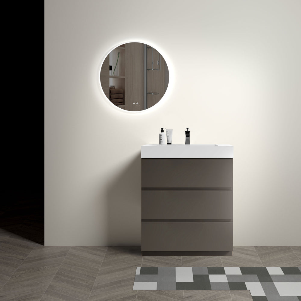 English Elm Alice 30" Gray Bathroom Vanity With Sleek White Sink, Enhanced Storage, Eco-Friendly Design & Pre-Assembled W1865S00014