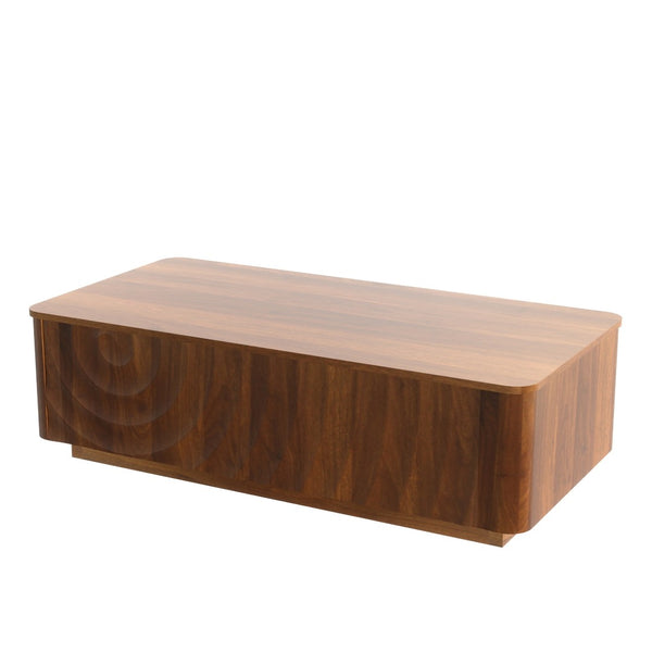 English Elm 47'' Spiral Grain Coffee Table Two Drawer Storage Mid Century Farmhouse Living Room Walnut Brown W2263P412386