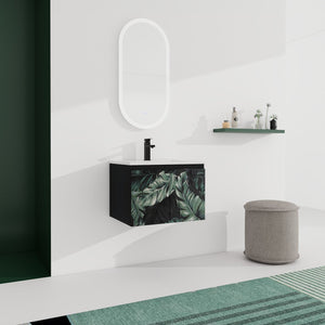 English Elm 24'' Floating Wall-Mounted Bathroom Vanity With Soft-Close Doors & Ceramic Sink For Modern Spaces W999S00176
