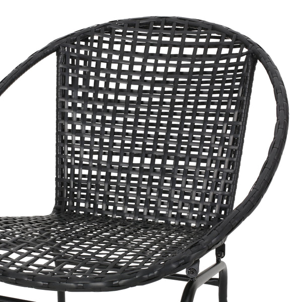 English Elm Christopher Knight Home® - Polyethylene PE Wicker 2-Person Seating Group — Weather-Resistant Rattan & Metal, Sleek Patio Set 66628.00BLK_66627.00BLK