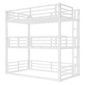 English Elm Twin Metal Triple Bunk Bed With Safety Guardrails, Heavy-Duty Space-Saving Design For Kids & Dorms W1580S00164-GIGA