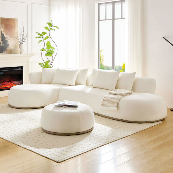 English Elm 134.63'' Modern Oversized L-Shape Sectional Sofa With Ottoman – Luxurious Comfort For Any Space W876S00309