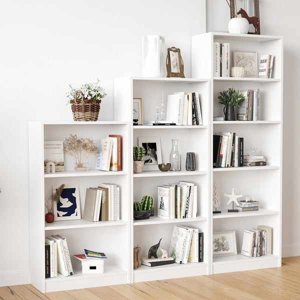 English Elm Bookcase Durable 3-Shelf Wood Freestanding Bookcase with Adjustable Shelves for Home Office Storage White T3623P381109