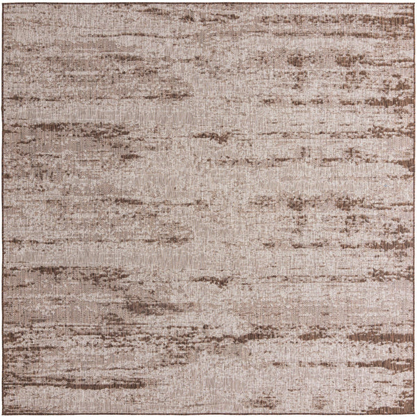 Unique Loom Outdoor Modern Cartago Machine Made Abstract Rug Brown, Ivory 10' 0" x 10' 0"