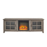 Walker Edison Modern Farmhouse 2-Door Glass Fireplace TV Stand, 70