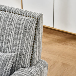English Elm Modern Striped Upholstered Accent Chair with Arms, Nailhead Trim, Solid Wood Frame and Plush Foam Seating Grey W3373P363920