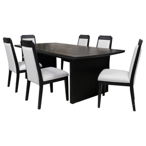 English Elm Mason Black 7-Piece Dining Set With Extension Leaf – Chic Table & Plush Chairs For Elegant Dining B062S01129