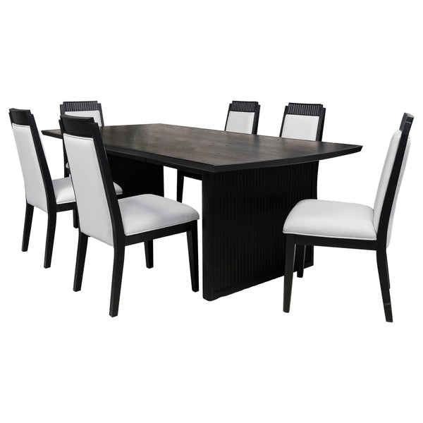 English Elm Mason Black 7-Piece Dining Set With Extension Leaf – Chic Table & Plush Chairs For Elegant Dining B062S01129