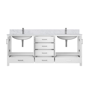 English Elm White 80" Double Bath Vanity with Carrara Marble Top, Soft-Close Drawers, Chrome Faucet Set, Durable B2731P259121