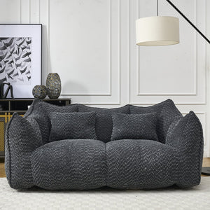 English Elm Soft Plush Foam Beanbag Chair for Two People, Square Recliner Sofa With Superfiber Comfort Embrace Black W1996P252276
