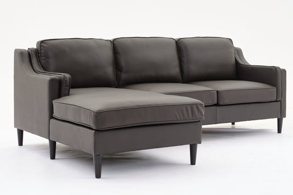 English Elm 94.5 Inch L-Shaped Genuine Leather Sofa With Left Chaise Lounge - Modern Espresso Elegance For Home W791S00023