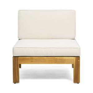 English Elm Christopher Knight Home® - ALCOVE Handcrafted L-Shape Sofa Set with Acacia Wood Frame, Water-Resistant Cushions, Ottoman Table Included Beige 63714.00BGE