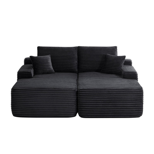 English Elm 75" Cloud Sectional with Double Chaise Deep Seat Plush Upholstered Modern Lounge Sofa W3975S00057