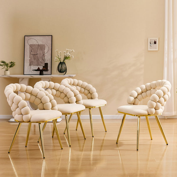 English Elm Modern Velvet Bubble Back Dining Chairs with Gold Legs Glam Accent Seating Set of 2 W3875P437077