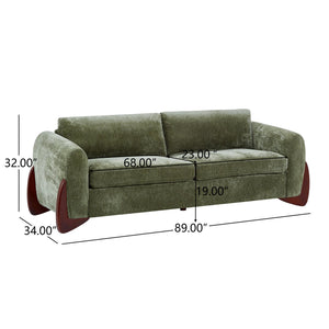 English Elm Christopher Knight Home® - 89"L Olive Green Chenille Sofa – Stylish Comfort For Compact Spaces, Durable Construction & Pillows N771P345832L_N771P345833L